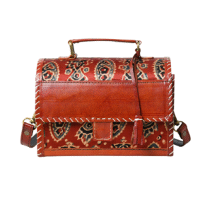 Heritage Red Ajrak Leather Satchel