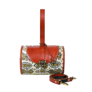 Handcrafted Patterned Leather Barrel Bag