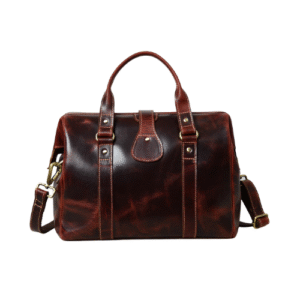 Vintage Brown Leather Duffel Travel Bag