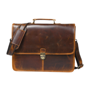 Classic Brown Leather Briefcase – Vintage Office Messenger Bag